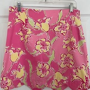 Lilly Pulitzer Pink Print Scalloped Mini Skirt
